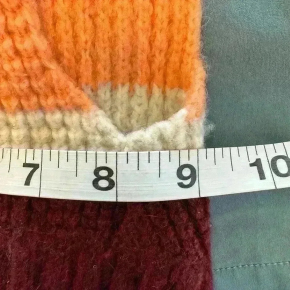 🌈 6/$60, Dog Sweater, Peach/Cream/Navy Blue, Size Small - Picture 2 of 5